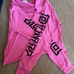Victoria secret PINK cross cross cut out long sleeve crop top